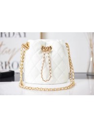 High Imitation Chanel Drawstring Bag Grained Calfskin & Gold Metal AS2859 white HY15642bg96