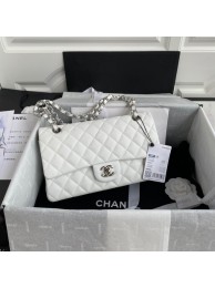 High Imitation Chanel Flap Shoulder Bag Grained Caviar Leather A01112 silver-Tone Metal white HY9437bg96