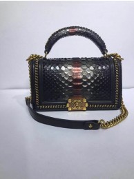 High Quality BOY CHANEL Flap Bag with Handle Python & Ruthenium-Finish Metal A94804 black HY22557BH97