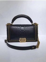 High Quality Boy Chanel Flap Shoulder Bag original Snake leather 67086 black HY51pR54