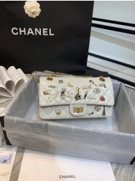 High Quality Chanel 2.55 handbag Aged Calfskin, Charms & Gold-Tone Metal A37586 creamy-white HY2241pR54