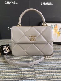 High Quality Chanel CC original lambskin top handle flap bag A92236 grey&Gold-Tone Metal HY19761pR54