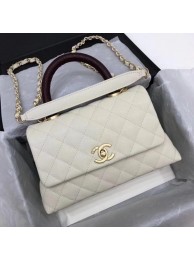 High Quality Chanel Classic Top Handle Bag White Cannage Pattern A92290 Wine HY21951pR54