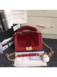 High Quality Imitation BOY CHANEL Flap Bag with Handle Orylag Calfskin & Gold-Tone Metal A94804 red HY5131Vu82