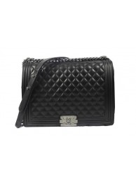 High Quality Imitation Boy Chanel Flap Shoulder Bag Black Original Sheepskin A67087 Silver HY8931wn47