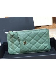 High Quality Imitation Chanel Calfskin Leather Card packet & Gold-Tone Metal A81598 green HY26301Vu82