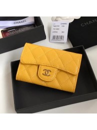 High Quality Imitation Chanel card holder Calfskin & Gold-Tone Metal A80799 yellow HY21556Vu82