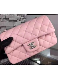 High Quality Imitation Chanel Classic mini Flap Bag Pink Sheepskin Leather A67350 Silver HY536wn47