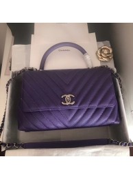 High Quality Imitation Chanel Flap Bag with Top Handle A92991 dark purple & silver-Tone Metal HY3821wn47