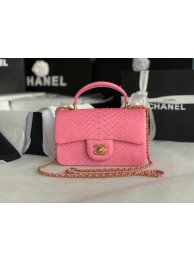 High Quality Imitation Chanel Snake skin mini flap bag with top handle AS2431 pink HY21191Vu82