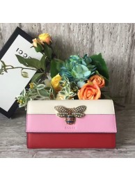 High Quality Imitation Gucci Queen Margaret Calfskin Leather Wallet 476064 White&Pink&Red HY26666Vu82