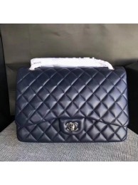 High Quality Replica Chanel Maxi Quilted Classic Flap Bag Blue Sheepskin Leather A58601 Silver HY19534aR54
