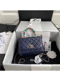 High Quality Replica chanel mini flap bag with top handle AS2215 Navy Blue HY8584aR54
