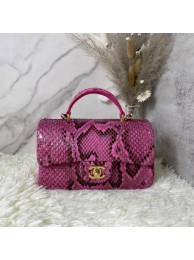 High Quality Replica Chanel Snake skin mini flap bag with top handle AS2431 Fuchsia HY3839aR54