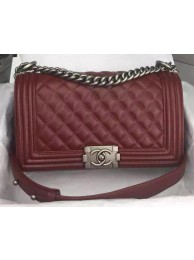 Hot Chanel Boy Flap Shoulder Bag Burgundy Original Calfskin Leather A8708 Silver HY12456Nm85