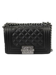 Hot Chanel Boy Flap Shoulder Bags Black Original Lambskin Leather A67085 Silver HY19391Nm85