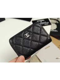 Hot Chanel classic card holder Grained Calfskin & silver-Tone Metal A69271 black HY21265cT87