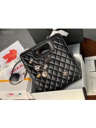 Hot Chanel Original Soft Leather Bag & Gold-Tone Metal AS1431 black HY17566Nm85