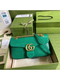 Hot Gucci GG Marmont crocodile small shoulder bag 443497 green HY5205cT87