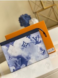 Hot Louis Vuitton Monogram Eclipse POCHETTE VOYAGE MM M80460 Blue&White HY20999io40