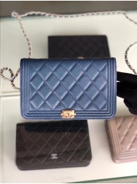 Hot Replica BOY CHANEL Original Wallet on Chain & Gold-Tone Metal B80287 blue HY4069wR89