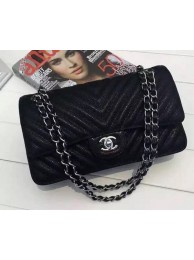 Hot Replica Chanel 2.55 Series Flap Bag Black Cannage Pattern Chevron Leather A1112V Silver HY23779wR89