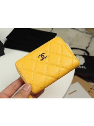 Hot Replica Chanel classic card holder Grained Calfskin & silver-Tone Metal A69271 yellow HY4434wR89