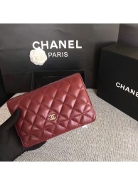 Imitation 1:1 Chanel WOC Flap Bag Dark Red Original Sheepskin Leather 33814 Silver HY858LT32