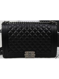 Imitation AAA Boy Chanel Flap Bags Original Black Cannage Pattern A67088 Silver HY9503kf15
