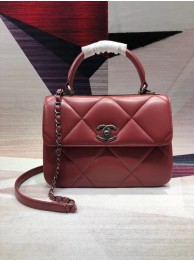 Imitation AAA Chanel CC original lambskin top handle flap bag A92236 red&silver-Tone Metal HY23738kf15