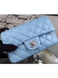 Imitation AAA Chanel Classic mini Flap Bag SkyBlue Sheepskin Leather A67350 Silver HY14978kf15
