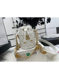 Imitation AAA Chanel Drawstring Bag & Gold Metal A68081 white HY16803kf15