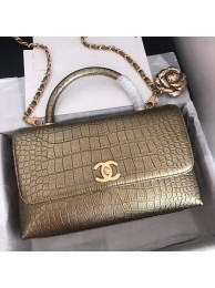 Imitation AAA Chanel original Calfskin flap bag top handle A92292 bronze &gold-Tone Metal HY8773kf15