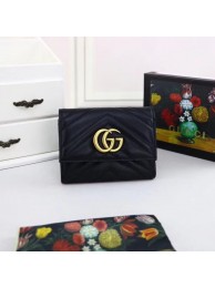 Imitation AAA Gucci GG Marmont Velvet leather matelasse wallet 474802 black HY14248kf15