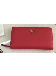 Imitation AAA Gucci Leather Zip Around Wallet 456117 Red HY15548RP55