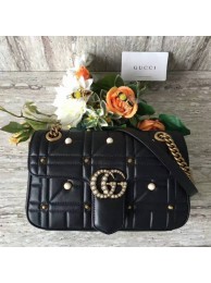 Imitation AAA Gucci Now Marmont Mmatelasse Shoulder Bag 443497 Black HY17533kf15