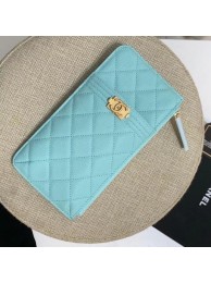 Imitation BOY CHANEL Calfskin Leather Card packet AP1482 light blue HY23855KV93