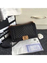 Imitation Boy Chanel Flap Bag Original Chevron Leather A67086 Black HY5703Tm92