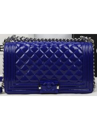 Imitation Boy Chanel Flap Bag Original Patent Leather A67025 Blue HY3990zn33