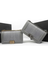 Imitation Boy Chanel Flap Bag Original Python Leather A67025 Grey HY6068Tm92