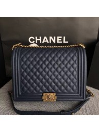 Imitation Boy Chanel Flap Shoulder Bag Blue Original Cannage Pattern A67087 Gold HY25023AI36