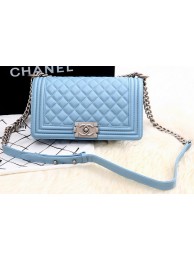 Imitation Boy Chanel Flap Shoulder Bag SkyBlue Sheepskin Leather A67086 Silver HY593Tm92