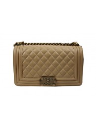Imitation Boy Chanel Flap Shoulder Bags Apricot Original Sheepskin A67025 Gold HY26775KV93