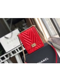 Imitation Boy chanel handbag Grained Calfskin & Gold-Tone Metal VS0130 red HY21738AI36