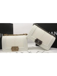 Imitation Boy Chanel mini Flap Bag Original Python Leather A67085 OffWhite HY25525zn33