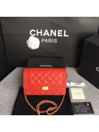 Imitation Boy Chanel WOC Flap Bag Original Calfskin Leather CHA6040 Red HY21398Tm92
