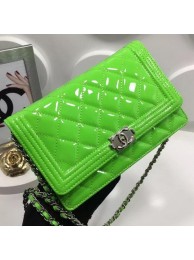 Imitation Boy Chanel WOC mini Flap Bags Patent Leather A33815 Green HY8500EY79