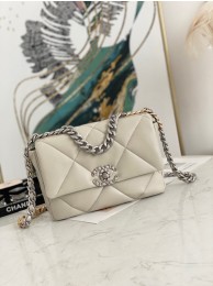 Imitation Chanel 19 flap bag AS1160 AS1161 AS1162 Off White Silver Hardware HY10058AI36