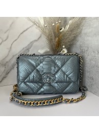 Imitation CHANEL 19 Flap Bag Original Snake skin flap bag AS1160 silver HY1115Za30