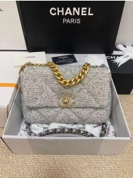 Imitation Chanel 19 flap bag Tweed AS1160 Gray HY13496VO34